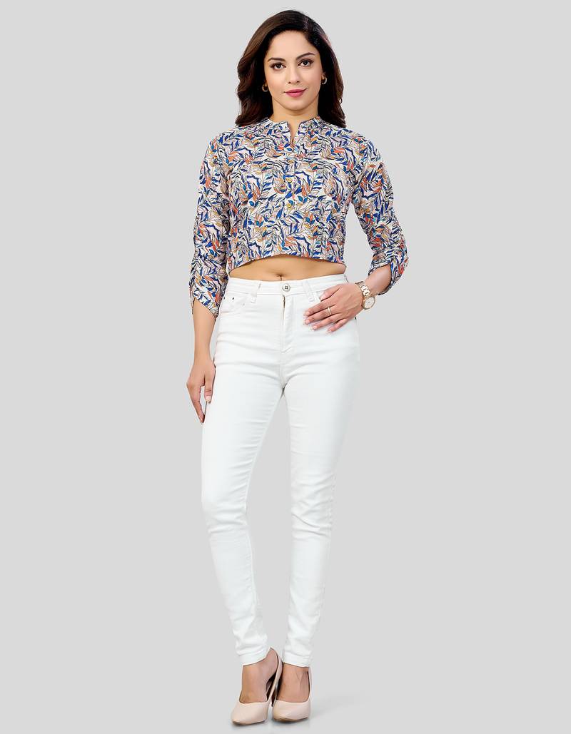  cotton blend printed short top