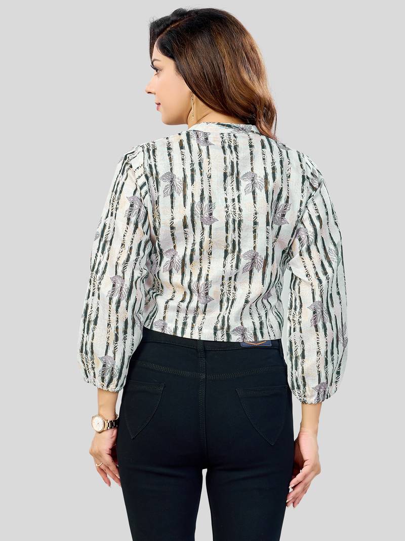  cotton blend printed short top