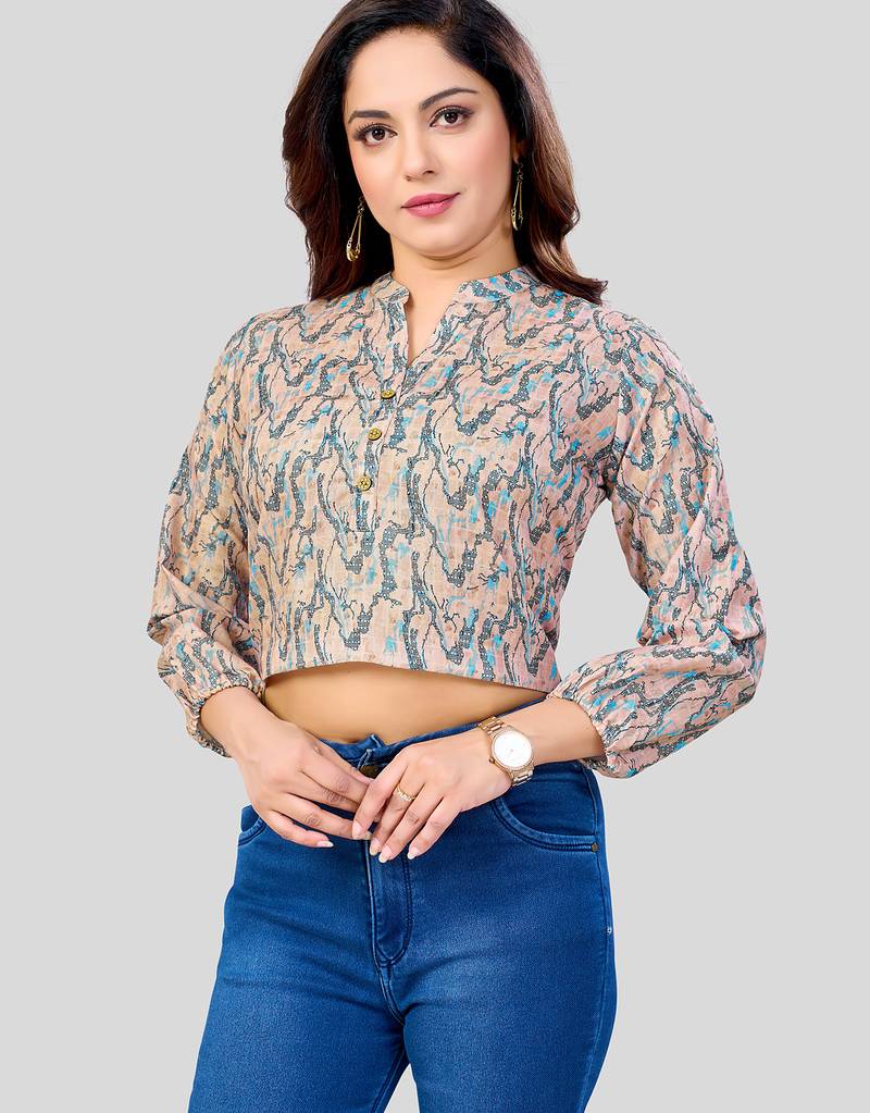  cotton blend printed short top