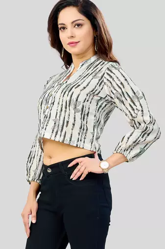  cotton blend printed short top