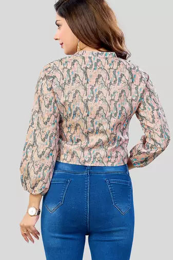  cotton blend printed short top