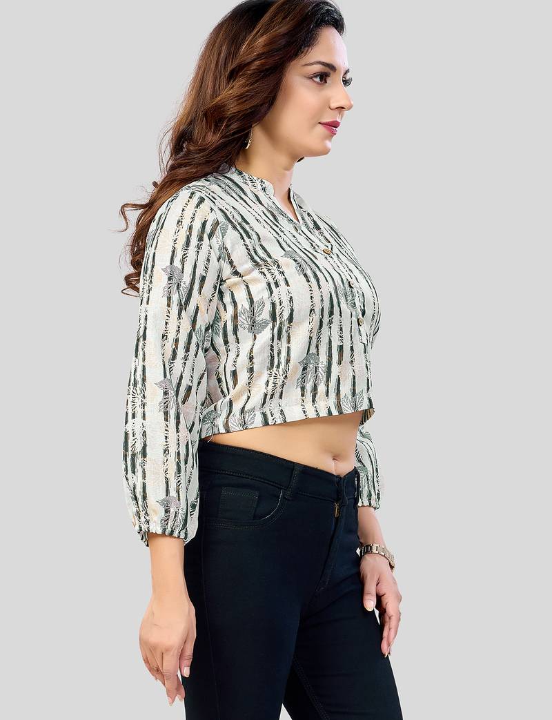  cotton blend printed short top