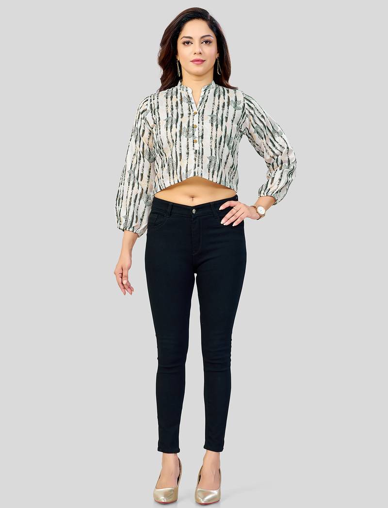  cotton blend printed short top