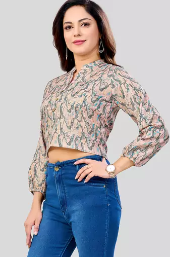  cotton blend printed short top