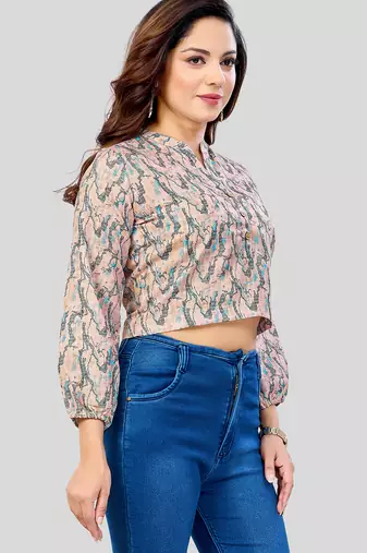  cotton blend printed short top