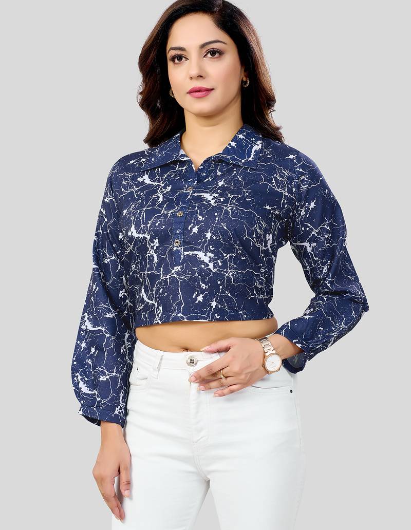  cotton blend printed short top
