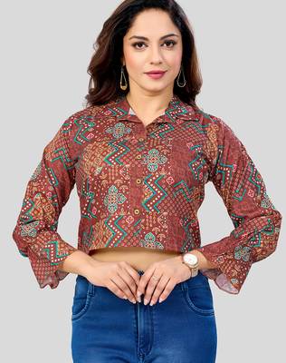  cotton blend printed short top 1