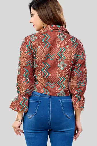  cotton blend printed short top
