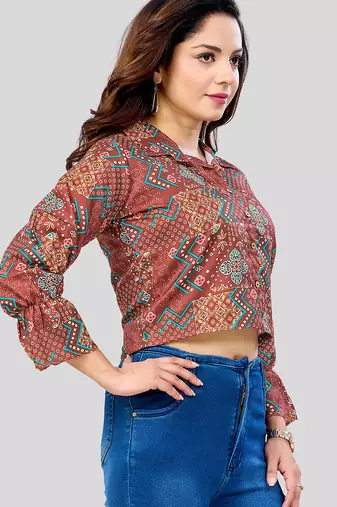  cotton blend printed short top