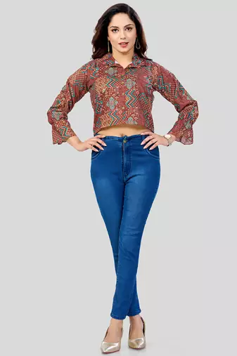  cotton blend printed short top