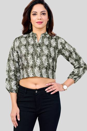  cotton blend printed short top