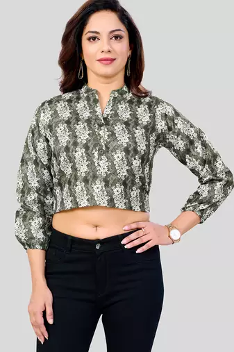  cotton blend printed short top