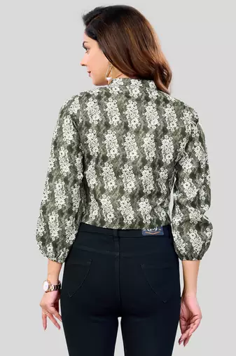  cotton blend printed short top