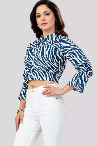  cotton blend printed short top