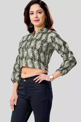  cotton blend printed short top