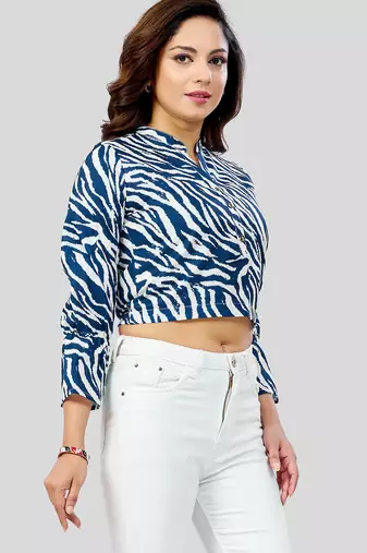  cotton blend printed short top