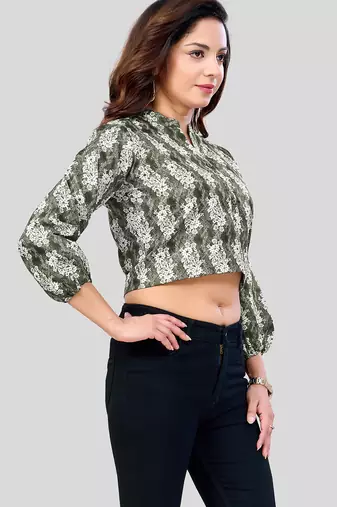  cotton blend printed short top