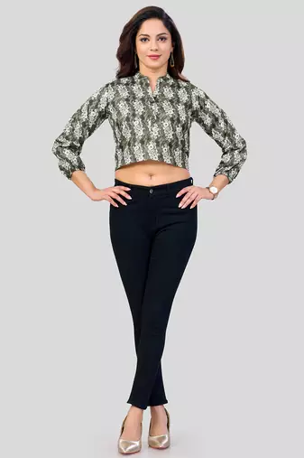 cotton blend printed short top