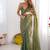 Olive Color zarkhan work  chiffon Saree