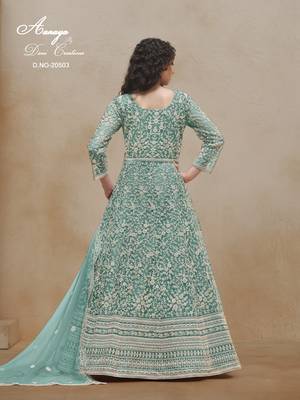 TEAL HEAVY NET GOWN  3