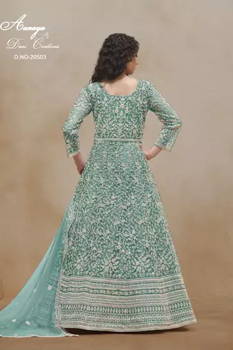 TEAL HEAVY NET GOWN 