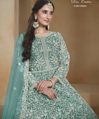 TEAL HEAVY NET GOWN  4