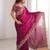 Magenta Color embroidery sequence work chiffon Saree