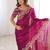 Magenta Color embroidery sequence work chiffon Saree