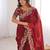 Red Color embroidery sequence work chiffon Saree