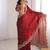 Red Color embroidery sequence work chiffon Saree
