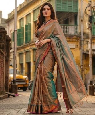  rama green handloom cotton tissue saree 1