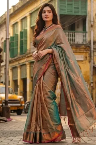  rama green handloom cotton tissue saree