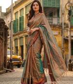  rama green handloom cotton tissue saree