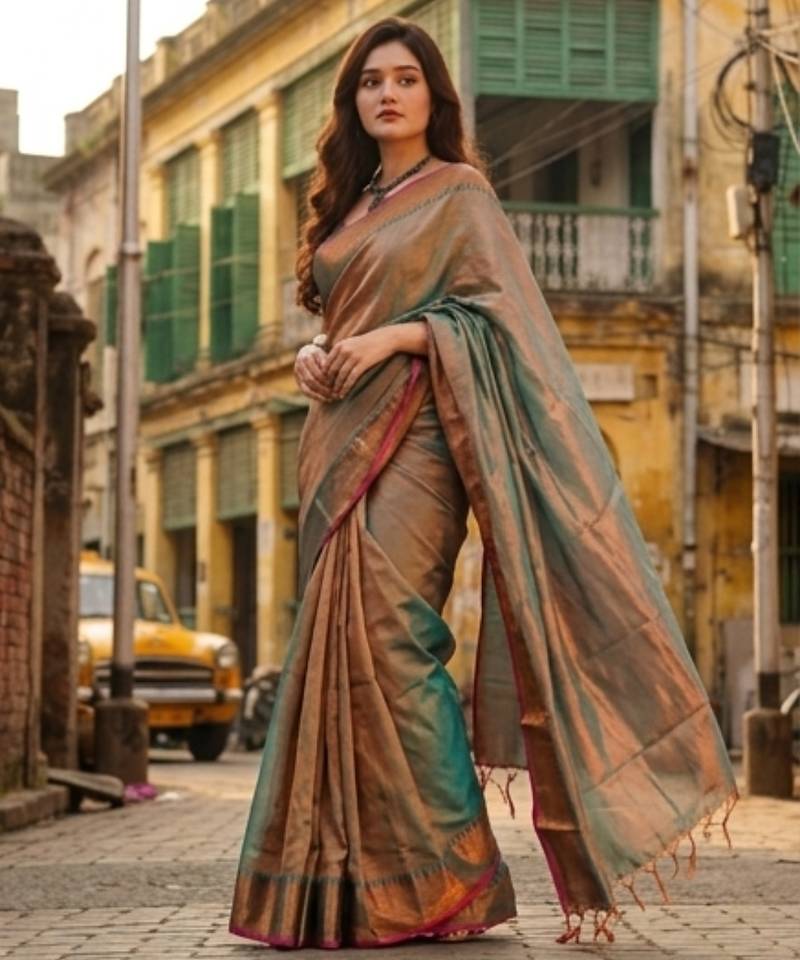  rama green handloom cotton tissue saree