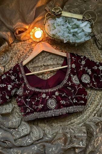 Cream Color embroidery work satin Saree