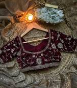 Cream Color embroidery work satin Saree
