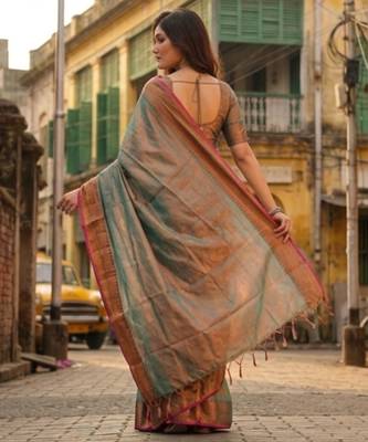  rama green handloom cotton tissue saree 2