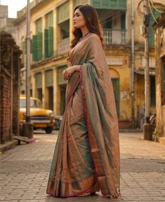  rama green handloom cotton tissue saree 3