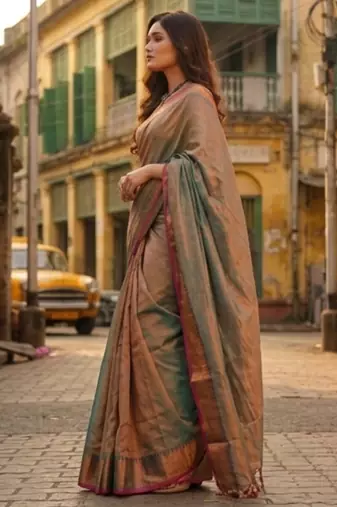  rama green handloom cotton tissue saree
