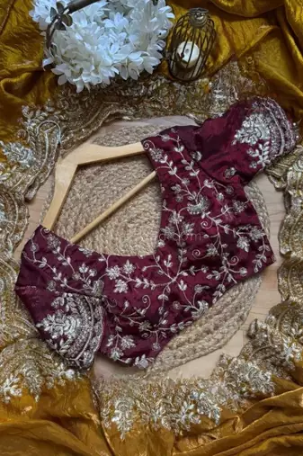 Mustrad Color  embroidery sequence work chiffon Saree