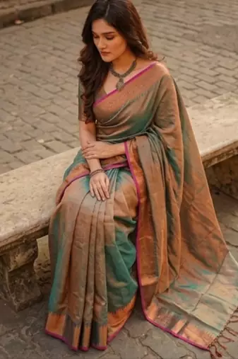  rama green handloom cotton tissue saree