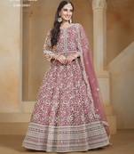 PINK COLOR CORDING WORK HEAVY NET SEMI STICHED DESIGNER GOWN 