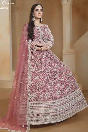 PINK HEAVY NET GOWN 