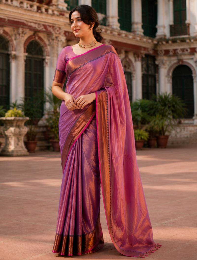  onion pink handloom cotton tissue saree