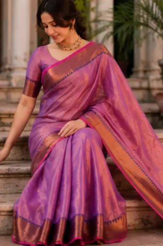  onion pink handloom cotton tissue saree