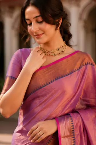  onion pink handloom cotton tissue saree