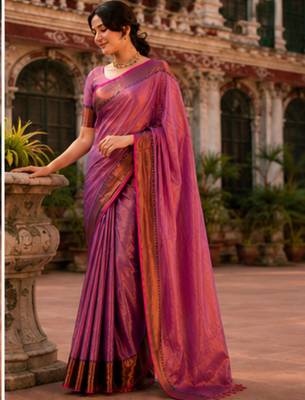  onion pink handloom cotton tissue saree 5