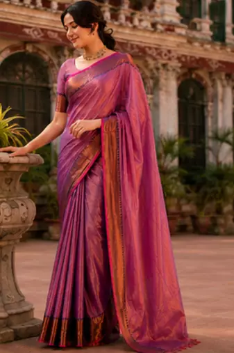  onion pink handloom cotton tissue saree