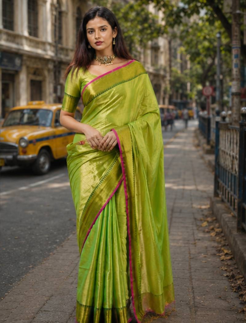  parrot handloom cotton tissue saree