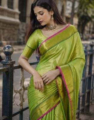  parrot handloom cotton tissue saree 2